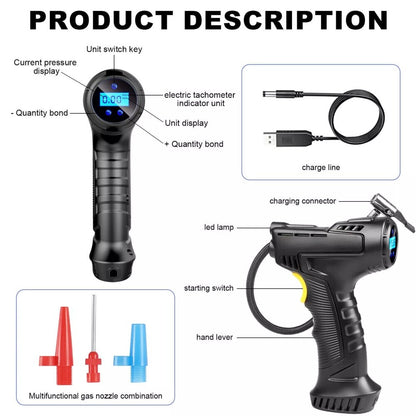 Digital air compressor with tyre pressure display
