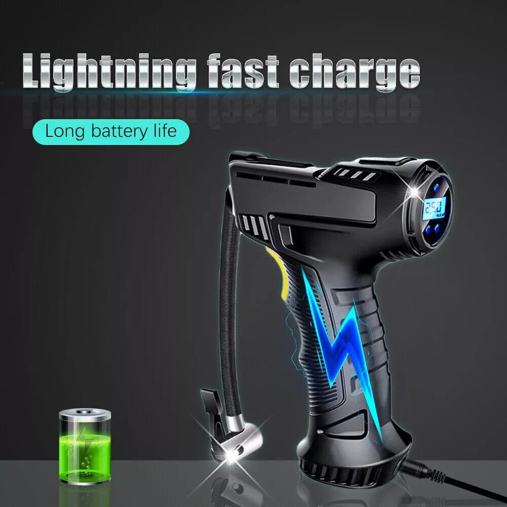 Portable tyre inflator with automatic shut off function