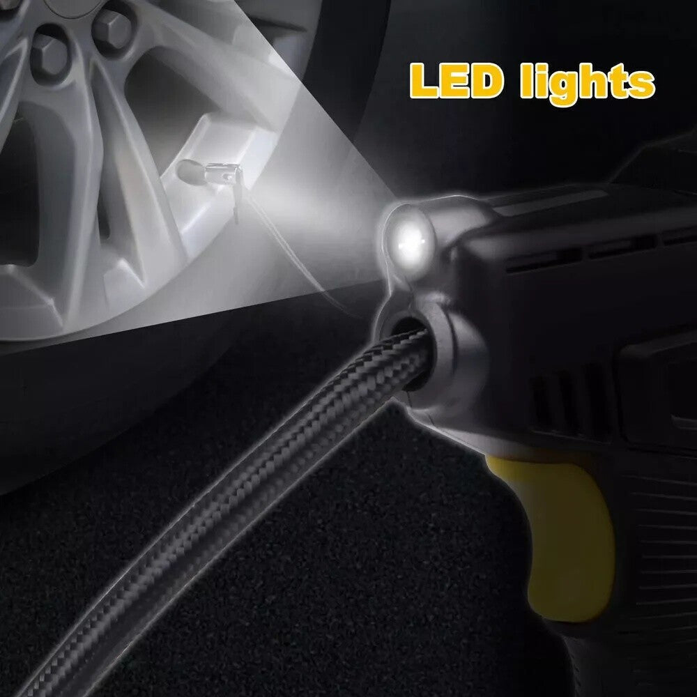Portable digital tyre inflator with LED display