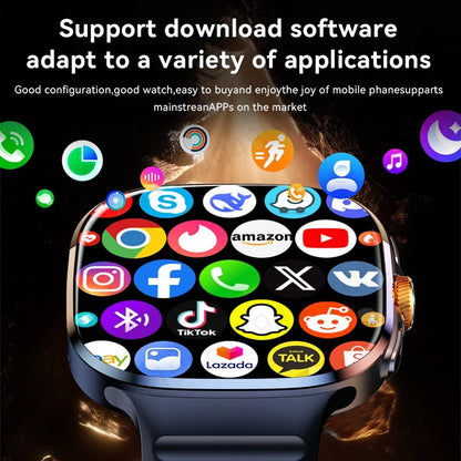 Smartwatch with app icons on a dark background