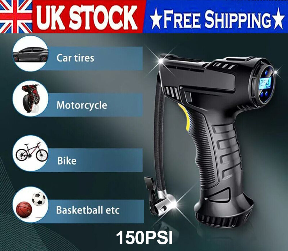 Compact cordless tyre inflator for emergency roadside use